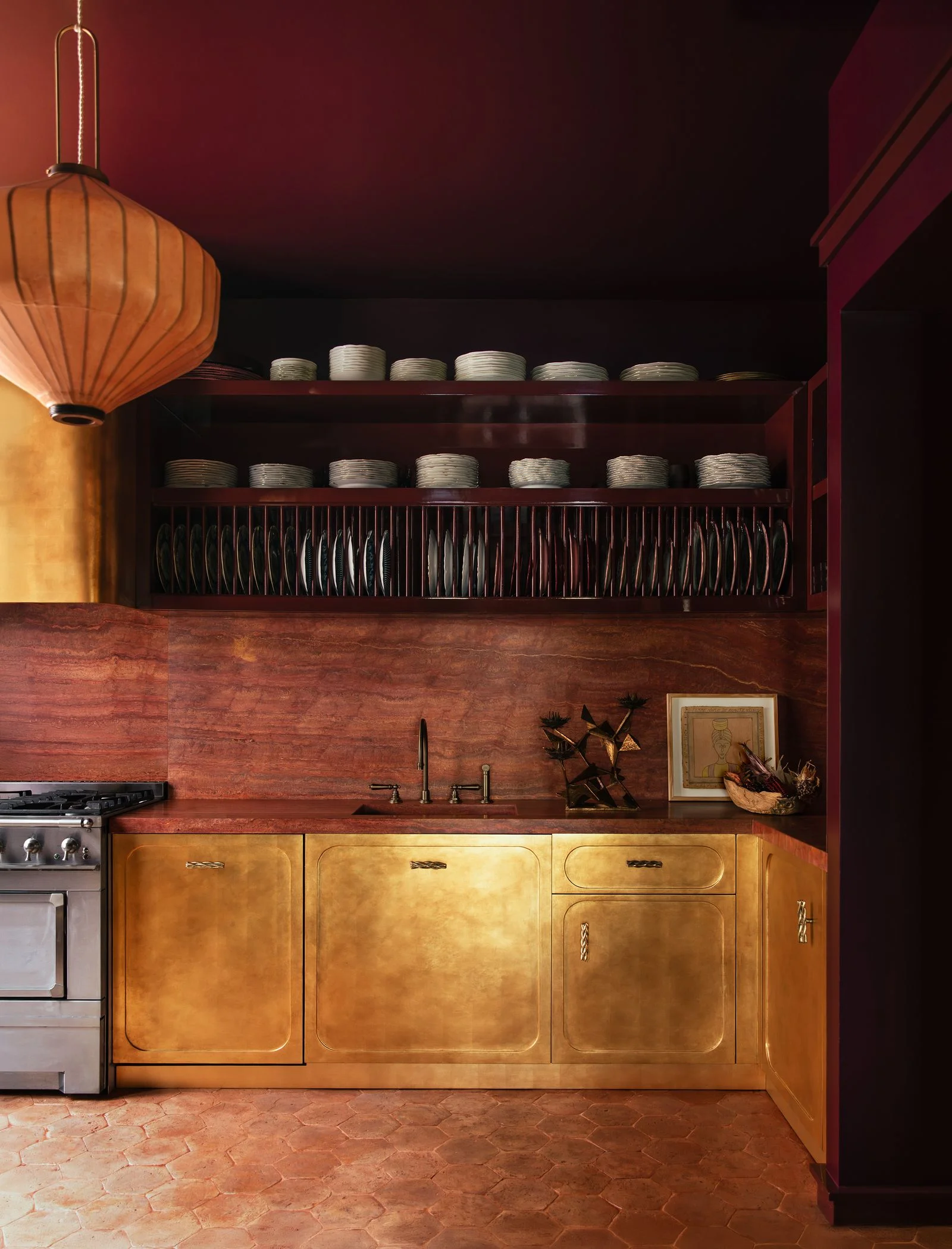 Plan travail cuisine bougeoir bronze coupe bois