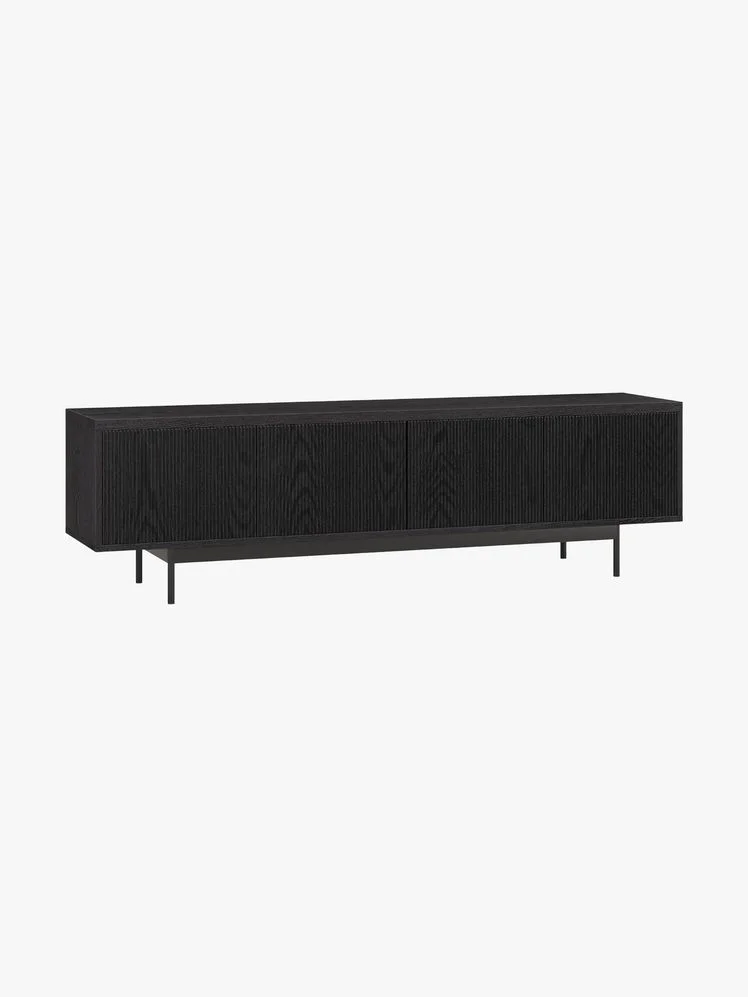 Black wood low TV stand.