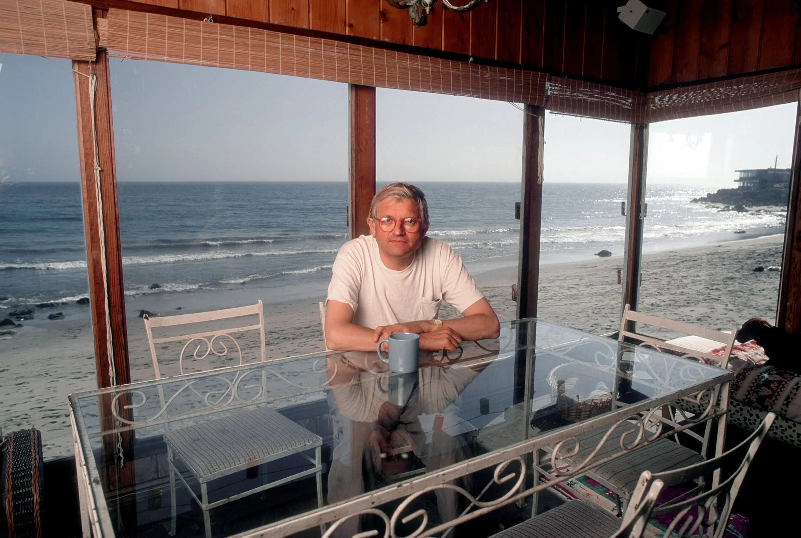 Image may contain David Hockney Face Head Person Photography Portrait Beach Coast Nature Outdoors and Sea
