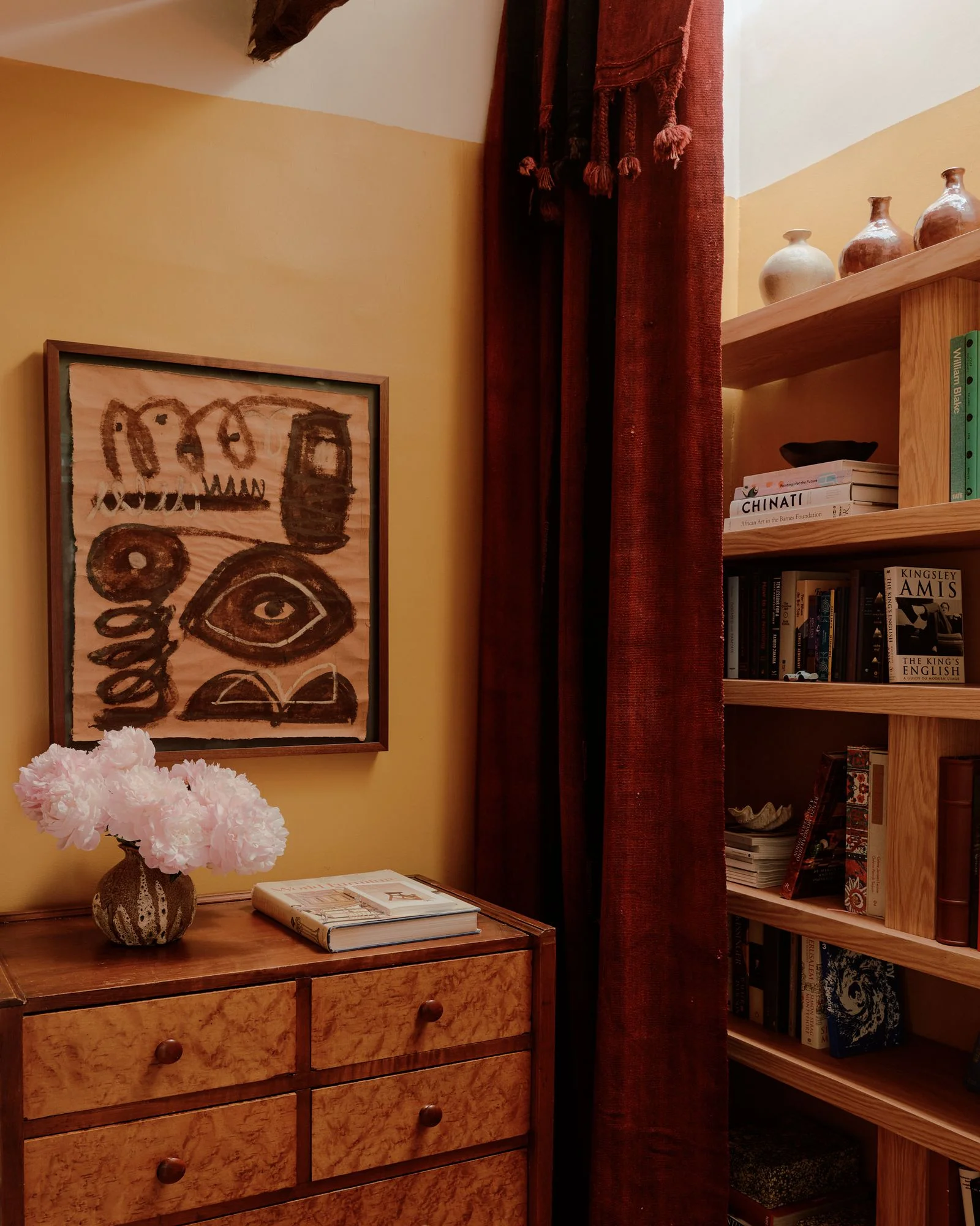 Image may contain Furniture Indoors Interior Design Wood Art Painting Cabinet and Bookcase