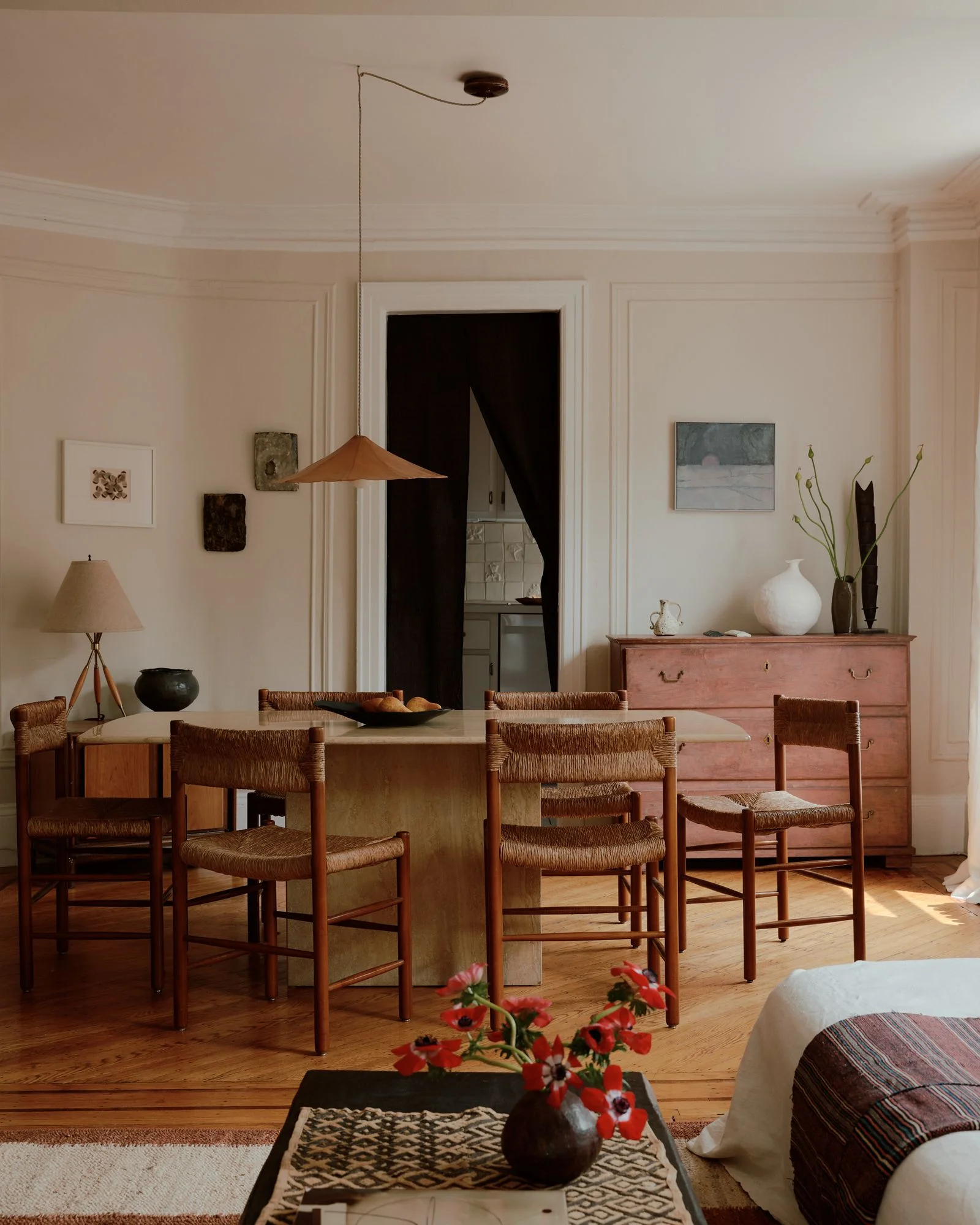 Image may contain Indoors Interior Design Home Decor Dining Table Furniture Table Architecture and Building