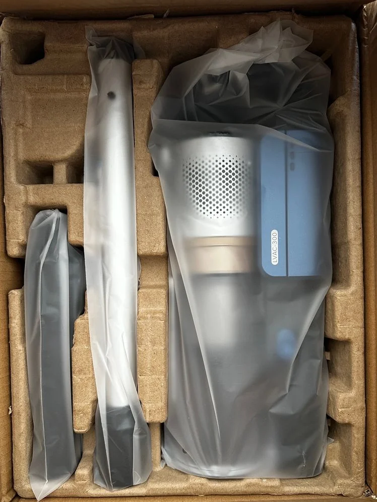 Levoit LVAC-300 Stick Vacuum packaged inside a cardboard container.