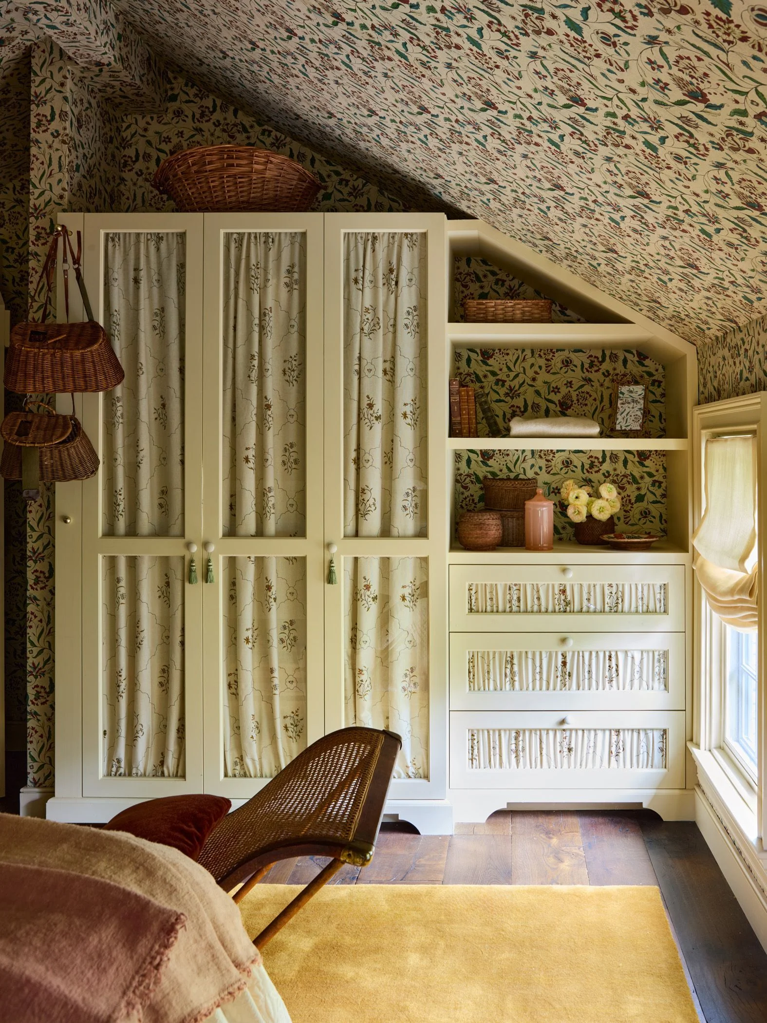 Image may contain Indoors Interior Design Furniture Accessories Bag Handbag Bookcase and Chair
