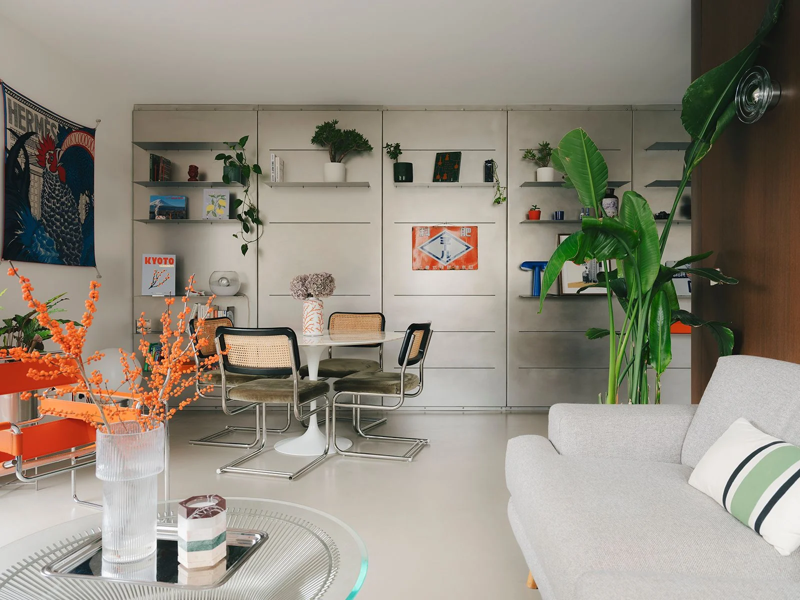 Inside a 710-Square-Foot Paris Apartment Organized by a Stainless Steel Wall