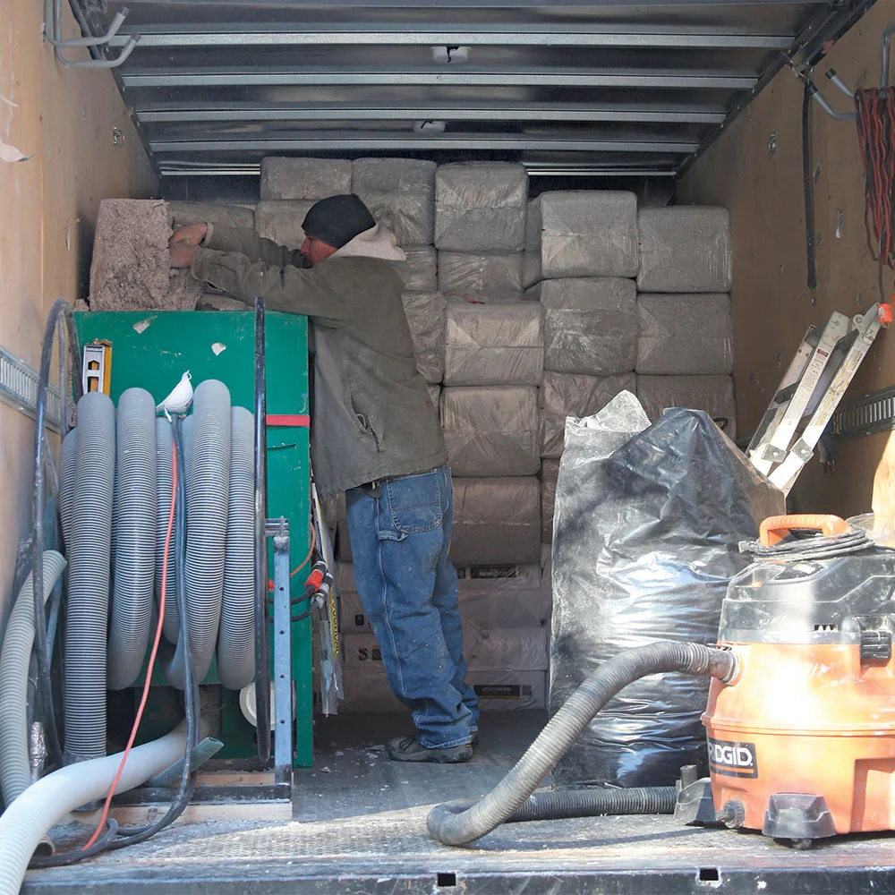 cellulose loader in the truck